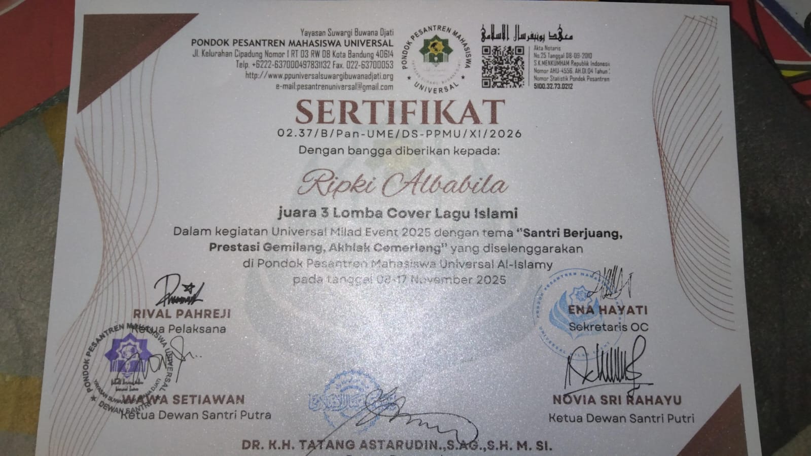 Juara 3 Cover Lagu Islami se Bandung Raya